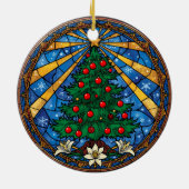 Stained Glass Christmas Tree & Lilies Keramisch Ornament (Achterkant)