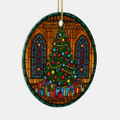 Stained Glass Christmas Tree Magic Keramisch Ornament (Rechts)