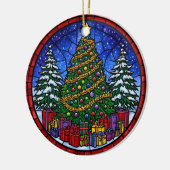 Stained Glass Christmas Tree with Presents Keramisch Ornament (Links)