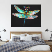 Stained Glass Colorful Dragonfly Canvas Afdruk (Insitu (Slaapkamer))