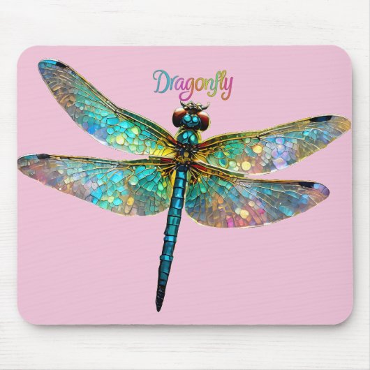 Stained Glass Colorful Dragonfly Muismat (Voorkant)