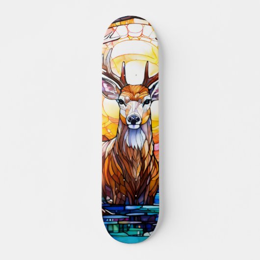 Stained Glass Deer Skateboard (Voorkant)