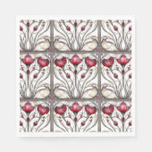 Stained Glass Elegant Red Floral Servet (Voorkant)