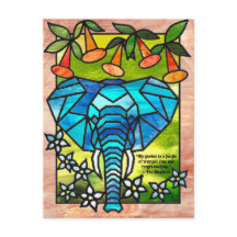 Stained Glass Elephant Postcards