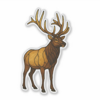 Stained Glass Elk Sticker