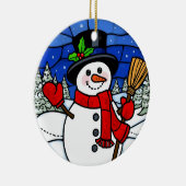 Stained Glass Happy Snowman Keramisch Ornament (Rechts)