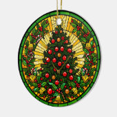 Stained Glass Holly & Bells Tree Keramisch Ornament (Links)