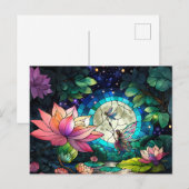 Stained Glass Little Fairy With Dragonfly Briefkaart (Voorkant / Achterkant)