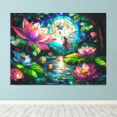 Stained Glass Little Fairy With Dragonfly Canvas Afdruk (Insitu (Houten vloer))