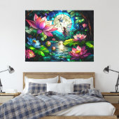 Stained Glass Little Fairy With Dragonfly Canvas Afdruk (Insitu (Slaapkamer))