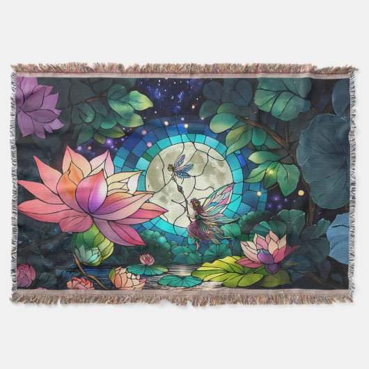 Stained Glass Little Fairy With Dragonfly Deken (Voorkant)