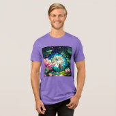 Stained Glass Little Fairy With Dragonfly Tri-Blend Shirt (Voorkant volledig)