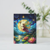 Stained Glass Moonlight Flight Fairy  Briefkaart (Staand voorkant)