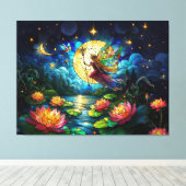 Stained Glass Moonlight Flight Fairy  Canvas Afdruk (Insitu (Houten vloer))