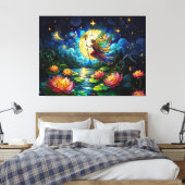 Stained Glass Moonlight Flight Fairy  Canvas Afdruk (Insitu (Slaapkamer))