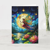 Stained Glass Moonlight Flight Fairy Kaart (Voorkant)