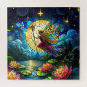 Stained Glass Moonlight Flight Fairy  Legpuzzel (Verticaal)