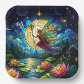 Stained Glass Moonlight Flight Fairy  Papieren Bordje (Voorkant)