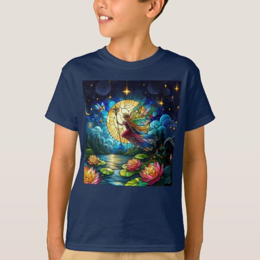 Stained Glass Moonlight Flight Fairy  T-shirt (Voorkant)