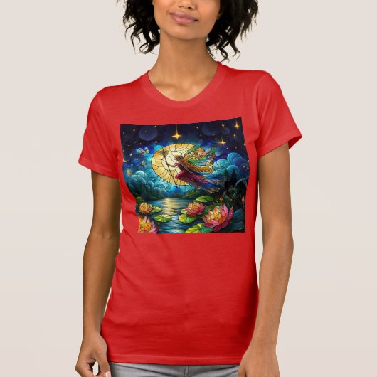 Stained Glass Moonlight Flight Fairy  T-shirt (Voorkant)