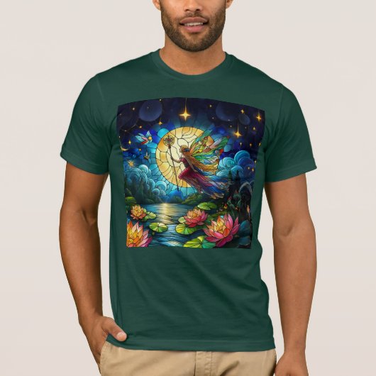 Stained Glass Moonlight Flight Fairy  T-shirt (Voorkant)