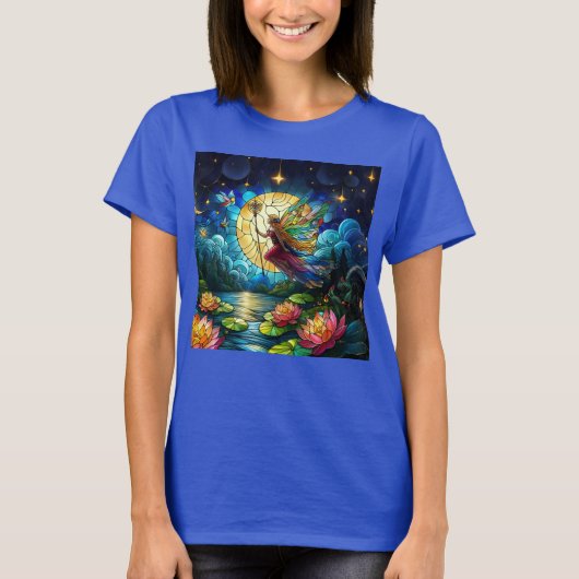 Stained Glass Moonlight Flight Fairy  T-shirt (Voorkant)