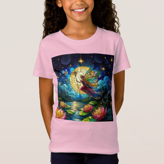 Stained Glass Moonlight Flight Fairy  T-shirt (Voorkant)
