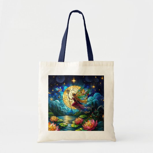 Stained Glass Moonlight Flight Fairy  Tote Bag (Voorkant)