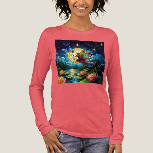 Stained Glass Moonlight Flight Fairy  Tri-Blend Shirt (Voorkant)