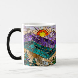Stained Glass Mountain Sunrise Mug  Magische Mok