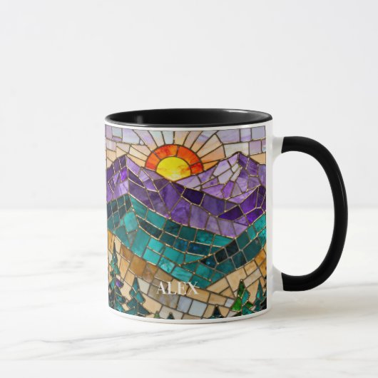 Stained Glass Mountain Sunrise Mug Mok (Rechts)