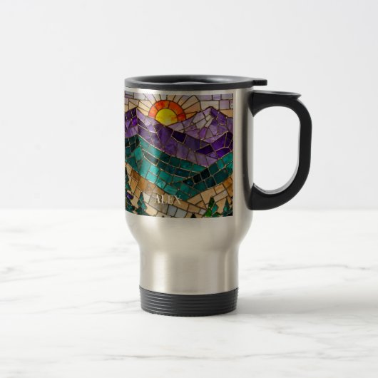 Stained Glass Mountain Sunrise Mug Reisbeker (Rechts)
