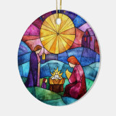 Stained Glass Nativity Scene Christmas Ornament (Links)