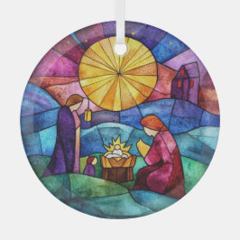 Stained Glass Nativity Scene Christmas Ornament