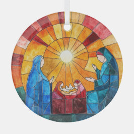Stained Glass Nativity Scene Christmas Ornament