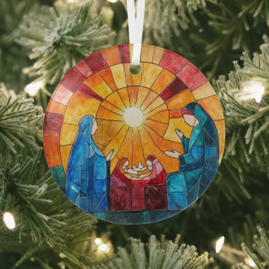 Stained Glass Nativity Scene Christmas Ornament (Insitu)