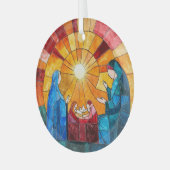 Stained Glass Nativity Scene Christmas Ornament (Voorkant links)