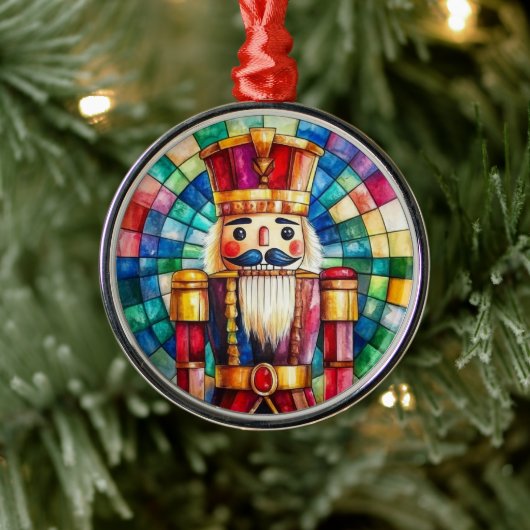 Stained Glass Nutcracker Personalized Christmas Metalen Ornament (Boom)