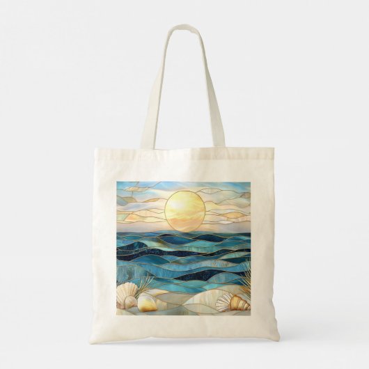 Stained Glass Ocean Sunset Beach Tote (Achterkant)