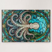 Stained Glass Octopus Jigsaw Puzzle Legpuzzel (Horizontaal)