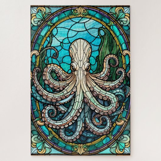 Stained Glass Octopus Jigsaw Puzzle Legpuzzel (Verticaal)