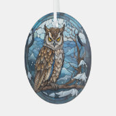 Stained Glass Owl Glas Ornament (Voorkant links)