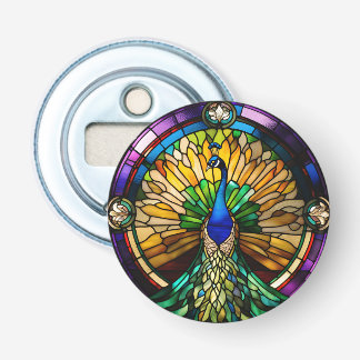 Stained Glass Peacock Button Flesopener