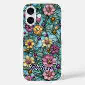 Stained glass purple floral pattern design  Case-Mate iPhone case (Achterkant)