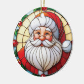 Stained Glass Santa Holiday Keramisch Ornament (Links)