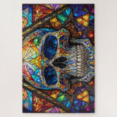 Stained Glass Skull Jigsaw Puzzle Legpuzzel (Verticaal)