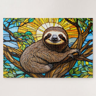 Stained Glass Sloth Jigsaw Puzzle  Legpuzzel