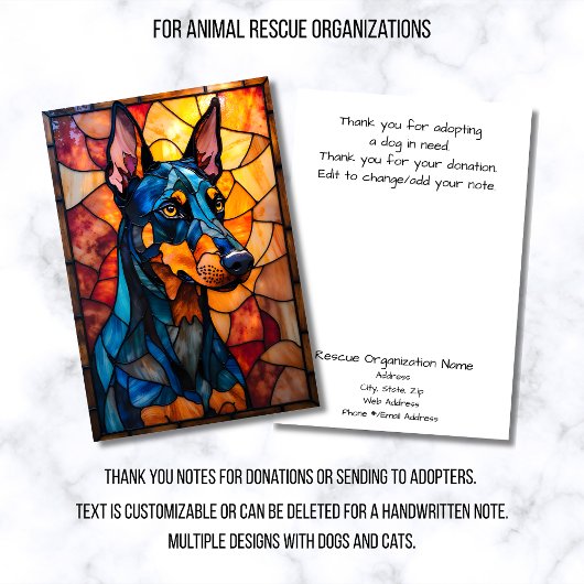 Stained Glass Style Animal Rescue Organization Bedankkaart
