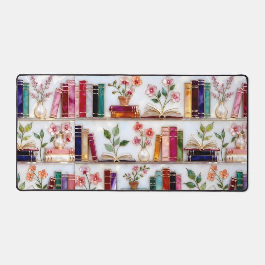 Stained Glass Style Bookshelf Desk Mat (Recto)