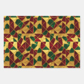 Stained Glass Style Christmas Red Green Gold  Inpakpapier Vel (Voorkant 3)